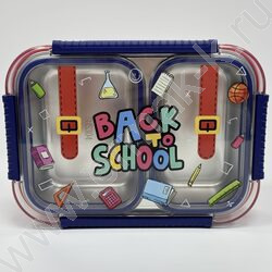 Ланч-бокс из нерж. стали с 2 отдел. + мет. ложка и вилка /750мл, ассорти 3вида NEW | Фото 2