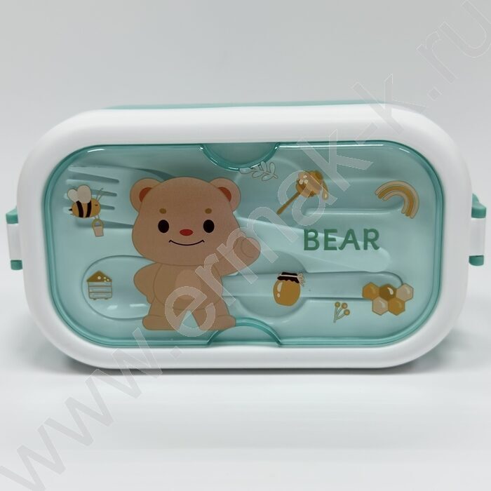 Ланч-бокс пластиковый + пл. ложка и вилка /3 отдел., 800мл, ассорти | Фото 2