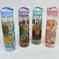 Бутылка для воды 800мл. с трубочкой /ассорти 4вида NEW | Фото 1