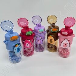 Бутылка для воды 600мл. с трубочкой /ассорти 5видов NEW | Фото 2