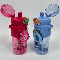 Бутылка для воды 600мл. с трубочкой /ассорти 5видов NEW | Фото 3