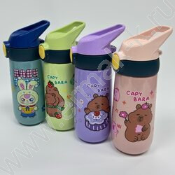 Бутылка для воды 600мл. с трубочкой /ассорти 4вида NEW | Фото 1