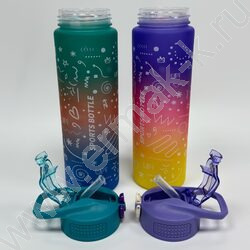 Бутылка для воды 800мл. с трубочкой /ассорти 4вида NEW | Фото 3