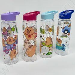 Бутылка для воды 800мл. с трубочкой /ассорти 4вида NEW | Фото 1