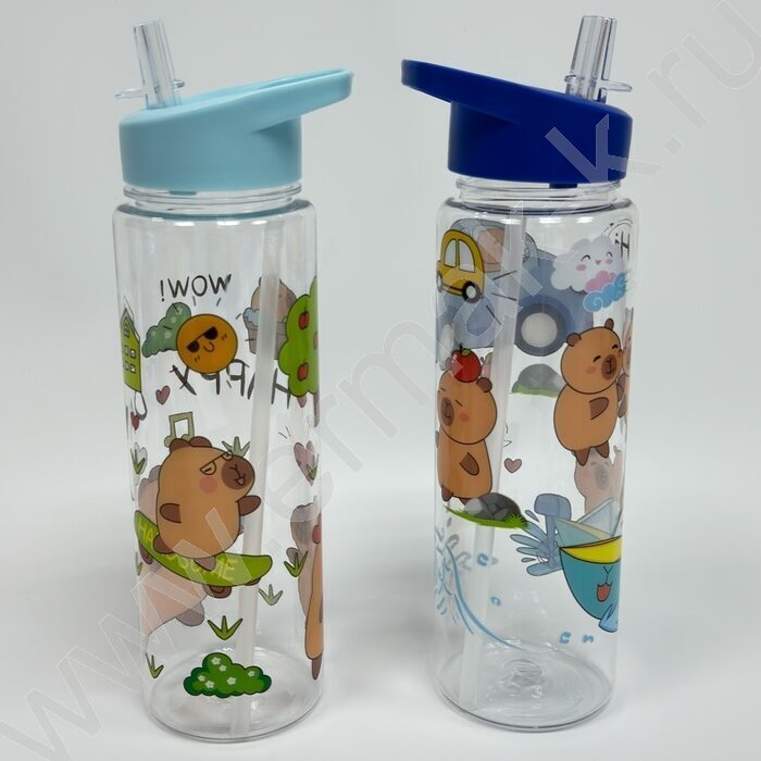 Бутылка для воды 800мл. с трубочкой /ассорти 4вида | Фото 2