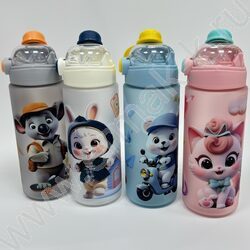 Бутылка для воды 600мл. с трубочкой /ассорти 4вида NEW | Фото 1