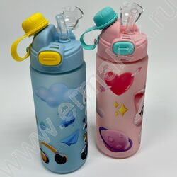 Бутылка для воды 600мл. с трубочкой /ассорти 4вида NEW | Фото 2
