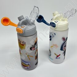 Бутылка для воды 600мл. с трубочкой /ассорти 4вида NEW | Фото 3