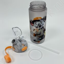 Бутылка для воды 600мл. с трубочкой /ассорти 4вида NEW | Фото 4