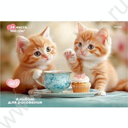 Альбом д/рисования 24л "Пара милых котят-1" ассорти NEW | Фото 3