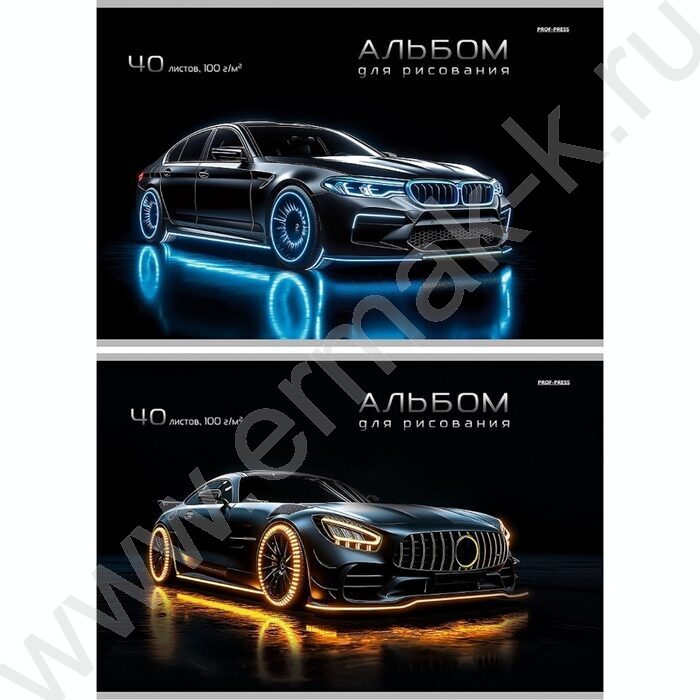 Альбом д/рисования 40л "Стильные автомобили-1" ассорти | Фото 1