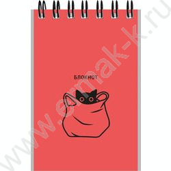 Блокнот  40л А7 спираль "Забавный черный кот-2" ассорти NEW | Фото 3