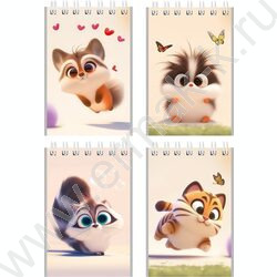 Блокнот  40л А7 спираль "Милые животные-8" ассорти NEW | Фото 1