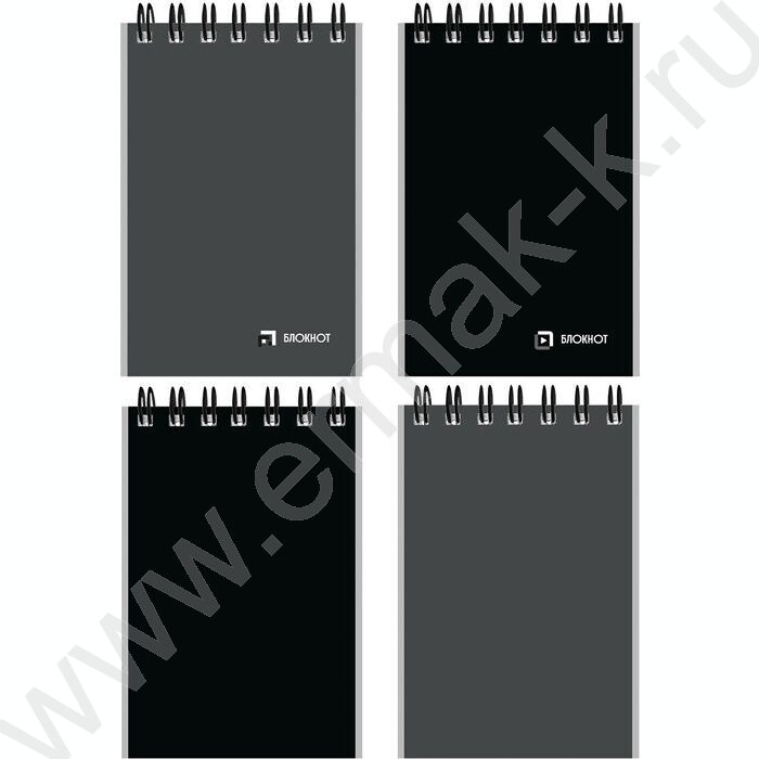Блокнот  40л А7 спираль "Чёрно-серый дизайн" ассорти | Фото 1