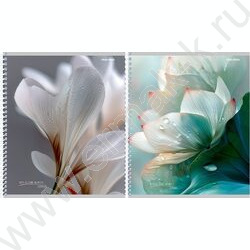 Тетрадь  96л клетка/спираль "Белые цветы" /софт-тач mix NEW | Фото 1