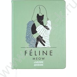 Дневник 1-11кл. /тв.обл. /иск.кожа /шелкография /ляссе "Feline Meow" NEW | Фото 1