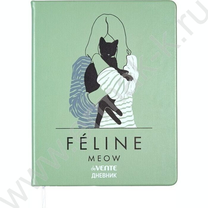 Дневник 1-11кл. /тв.обл. /иск.кожа /шелкография /ляссе "Feline Meow" NEW | Фото 1