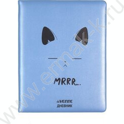 Дневник 1-11кл. /тв.обл. /иск.кожа /шелкография /ляссе /синий "Mrrr…" NEW | Фото 1