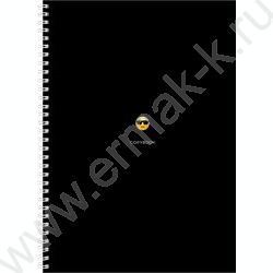 Тетрадь  96л А4 клетка/спираль "Смайлик на черном фоне-1" /софт-тач/ NEW | Фото 1