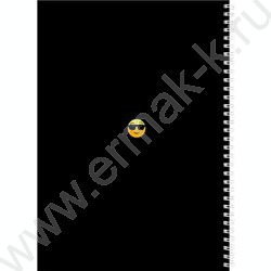Тетрадь  96л А4 клетка/спираль "Смайлик на черном фоне-1" /софт-тач/ NEW | Фото 3