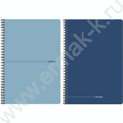 Тетрадь  96л А4 клетка/спираль "В синих тонах" /тиснение лён/ NEW | Фото 1