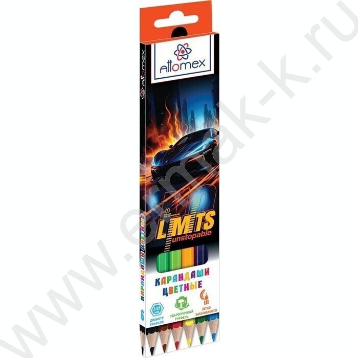 Карандаши   6цв No Limits /шестигранные/ М, d грифеля-2,65мм к/кор NEW | Фото 1