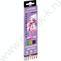 Карандаши   6цв Amai Menoko /шестигранные/ 2М, d грифеля-2,8мм, к/кор NEW | Фото 1