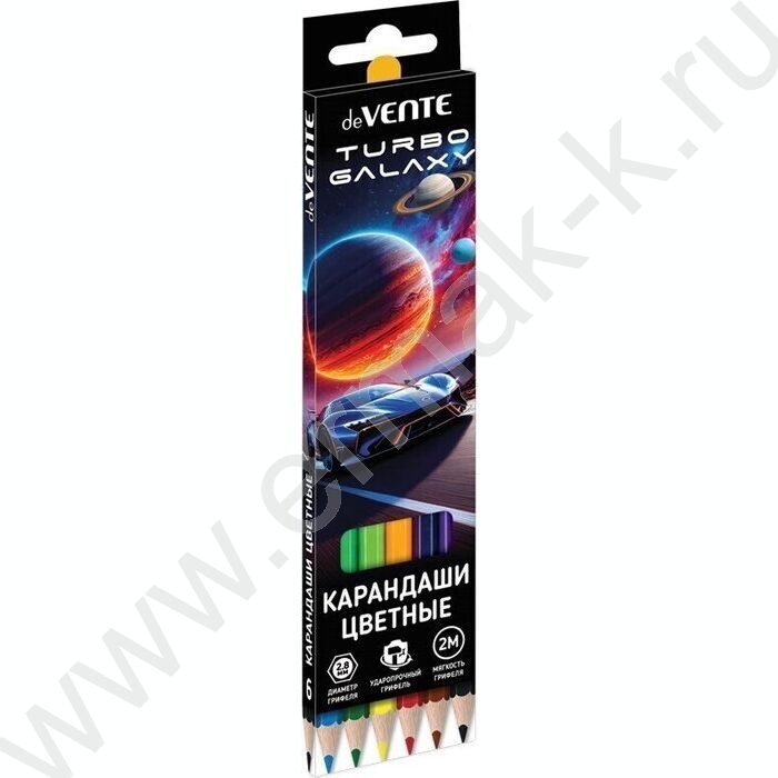 Карандаши   6цв Turbo Galaxy /шестигранные/ 2М, d грифеля-2,8мм, к/кор NEW | Фото 1