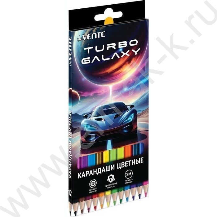 Карандаши  12цв Turbo Galaxy /шестигранные/ 2М, d грифеля-2,8мм, к/кор NEW | Фото 1