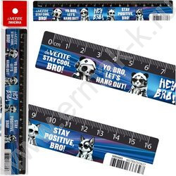 Линейка пл 16см "Hey Bro" с дизайном, с цветным стикером NEW | Фото 1