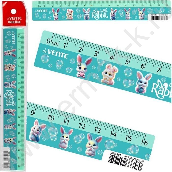 Линейка пл 16см "Little Rabbit" с дизайном, с цветным стикером NEW | Фото 1