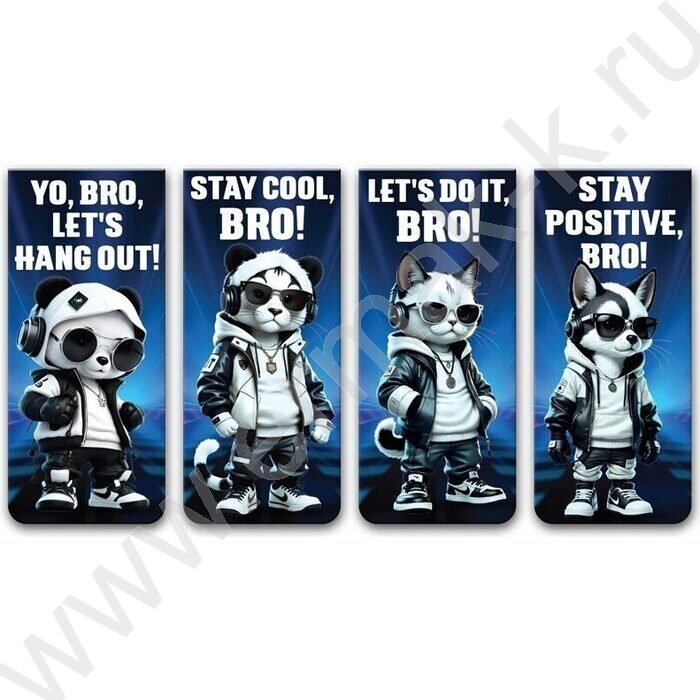 Закладки магнитные "Hey Bro" /набор 4шт /блистер | Фото 1