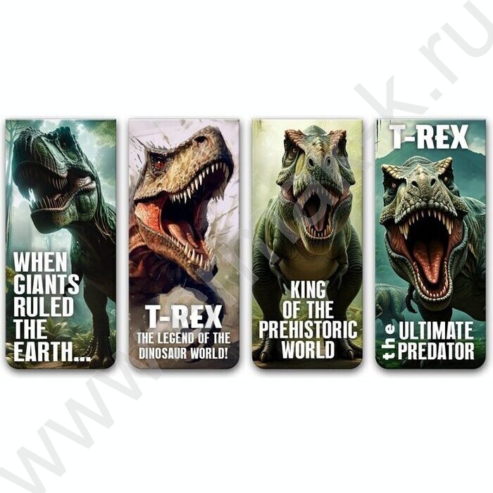 Закладки магнитные "T-Rex" /набор 4шт /блистер | Фото 1