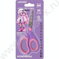 Ножницы 13,5см детские "Amai Menoko" /с закругл. кончиками лезвий /прорезин.колца /блистер NEW | Фото 1
