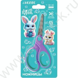 Ножницы 13,5см детские "Little Rabbit" /с закругл. кончиками лезвий /прорезин.колца /блистер NEW | Фото 1