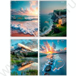 Тетрадь  80л клетка/спираль/двойная "Чарующие пейзажи-2" ассорти NEW | Фото 1