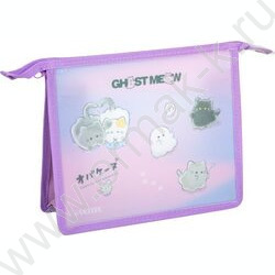 Папка для тетрадей A5 "Ghost Meow" текстиль,  молния сверху, текст.расшир. NEW | Фото 1