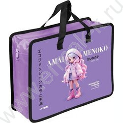 Папка для тетрадей A4 "Amai Menoko" текстиль,  молния сверху, текст.расшир., с ручками NEW | Фото 1