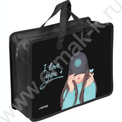 Папка для тетрадей A4 "K-Pop Heartbeat" текстиль,  молния сверху, текст.расшир., с ручками NEW | Фото 1