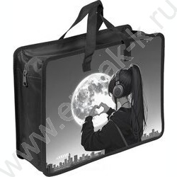 Папка для тетрадей A4 "Silver Moon" текстиль,  молния сверху, текст.расшир., с ручками NEW | Фото 1