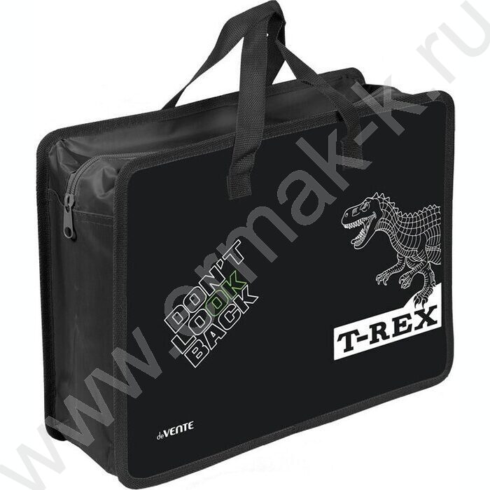 Папка для тетрадей A4 "T-Rex" текстиль,  молния сверху, текст.расшир., с ручками NEW | Фото 1