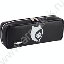 Пенал-прямоугольный 21*9*5см "Kitty in the hood", молния, иск.кожа, с 2 бегунунками /черный NEW | Фото 1