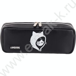 Пенал-прямоугольный 21*9*5см "Kitty in the hood", молния, иск.кожа, с 2 бегунунками /черный NEW | Фото 2