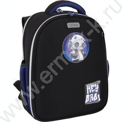Рюкзак школьный 35x27x13см "Hey Bro" /2отд., 2бок.карм., эргоном. спинка /черный NEW | Фото 1
