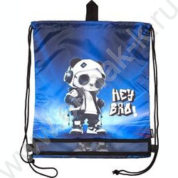 Сумка д/обуви 40*47см  водооттал. полиэстер, на верев. завязке, петля /черный "Hey Bro" NEW | Фото 2