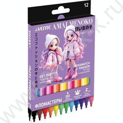 Фломастеры  12цв Amai Menoko вентилируемый колпачок, к/кор с подвесом NEW | Фото 1