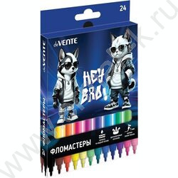 Фломастеры  24цв Hey Bro вентилируемый колпачок, к/кор с подвесом NEW | Фото 1