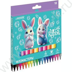 Фломастеры  18цв Little Rabbit вентилируемый колпачок, к/кор с подвесом NEW | Фото 1