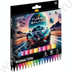 Фломастеры  18цв Turbo Galaxy вентилируемый колпачок, к/кор с подвесом NEW | Фото 1