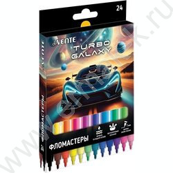 Фломастеры  24цв Turbo Galaxy вентилируемый колпачок, к/кор с подвесом NEW | Фото 1